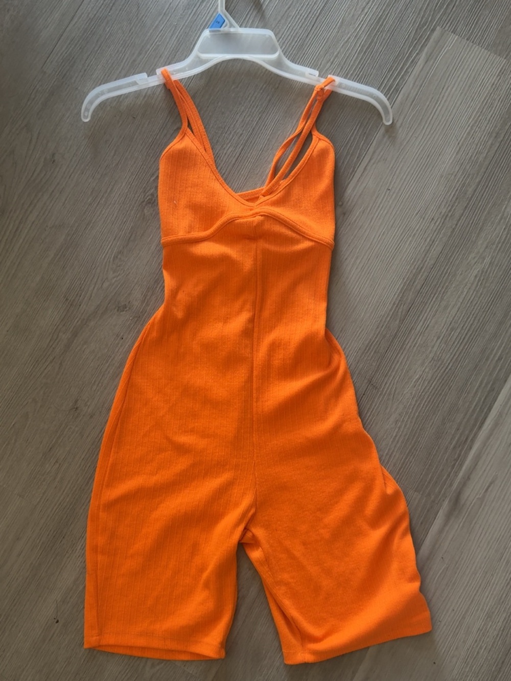 Orange Ribbed One-Piece Romper